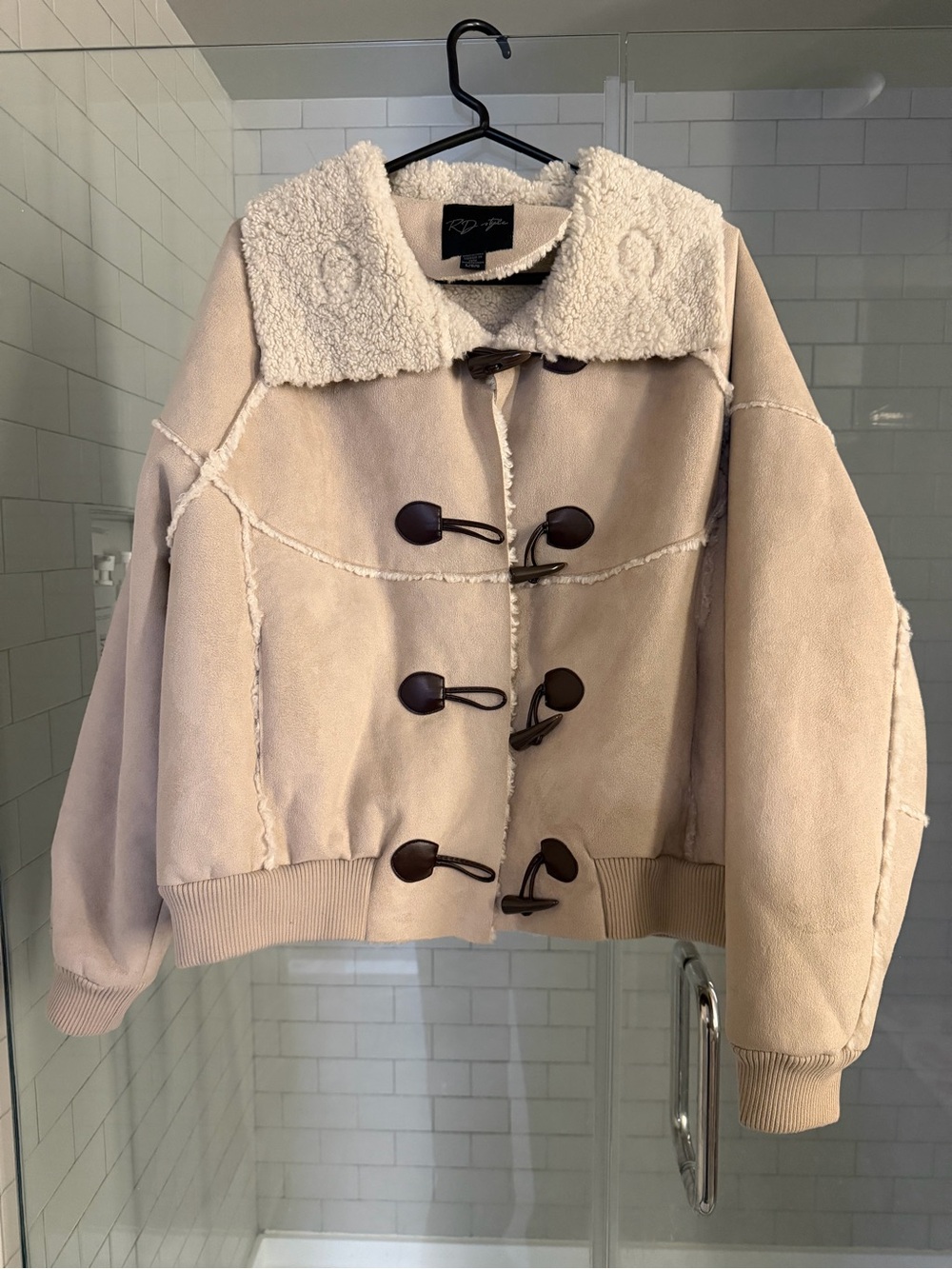 RD Style Light Beige Teddy Toggle Jacket